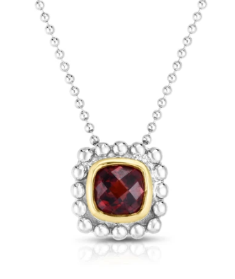 Sterling Silver and 18K Yellow Gold Garnet Pendant